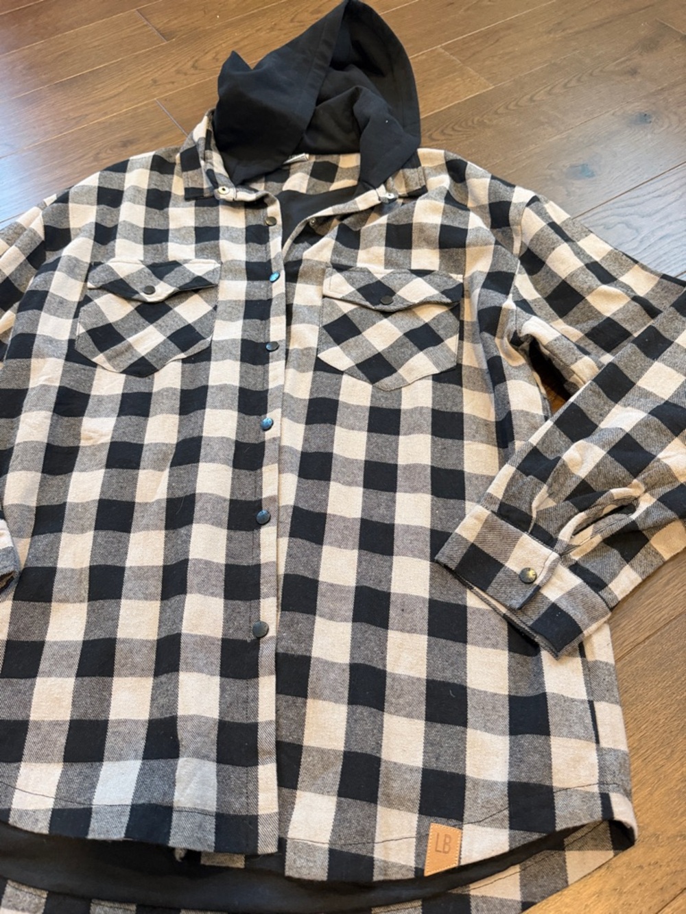 LB Collection XXL Men’s Plaid Button-Up Hoodie Shirt - C39-032 - Picture 4 of 7